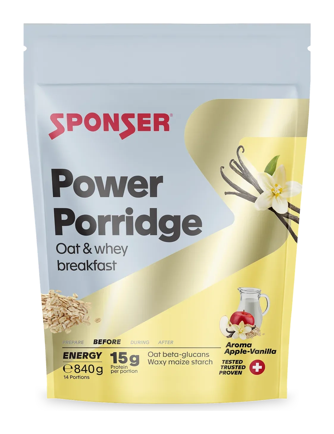 SPONSER POWER PORRIDGE Apple-Vanilla 840 g - Energetická proteinová kaše
